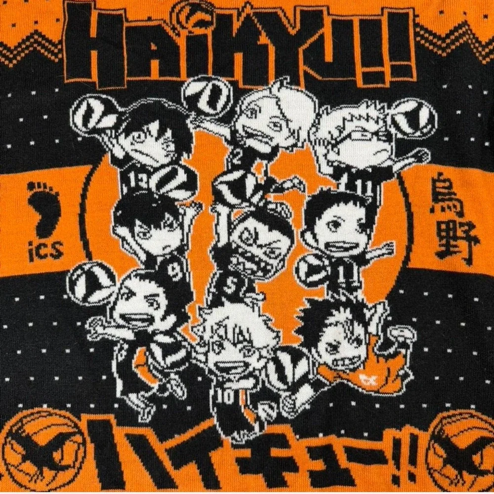 BoxLunch Haikyu Karasuno Anime Sweater Chibi Graphic Crunchyroll XL Christmas